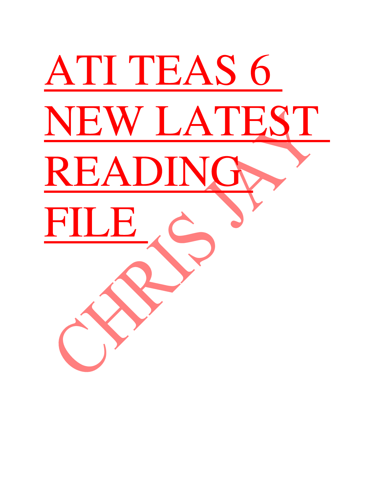 Preview image for NEW TEAS 6 READING FILE